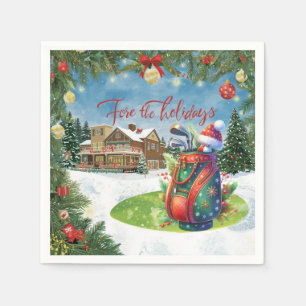 Guardanapo De Papel Golfe Feliz Natal com saco de golfe FORA