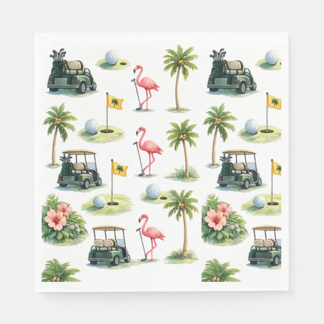 Guardanapo De Papel Golfe Flórida temático com flamingo (Frente)