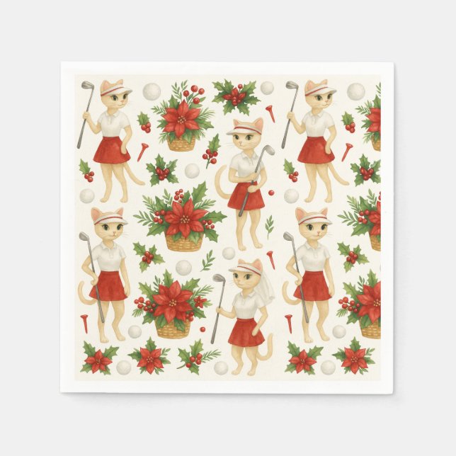 Guardanapo De Papel Golfer Christmas temido com equipamento de golfe (Frente)