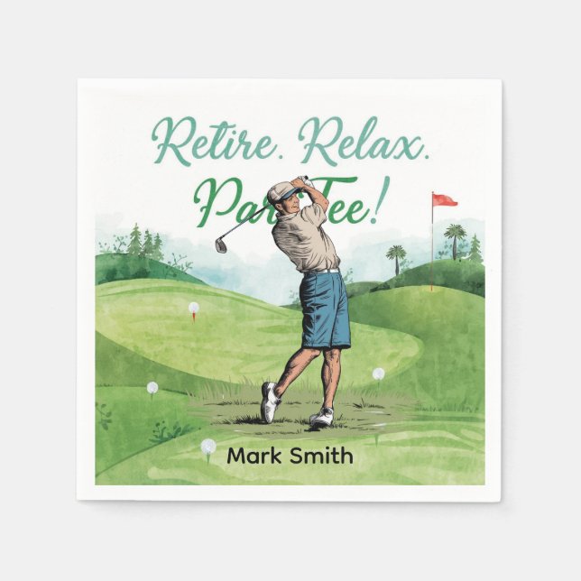 Guardanapo De Papel Golfer de aposentadoria no campo de golfe (Frente)