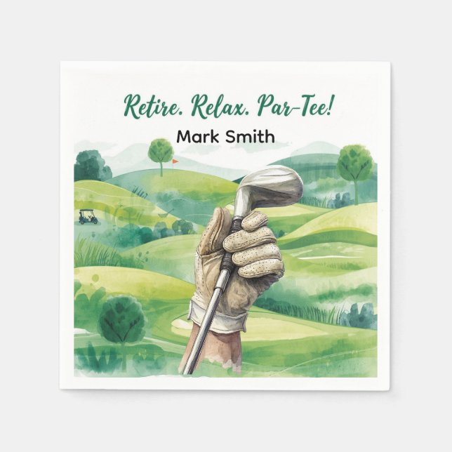 Guardanapo De Papel Golfer de aposentadoria no campo de golfe (Frente)