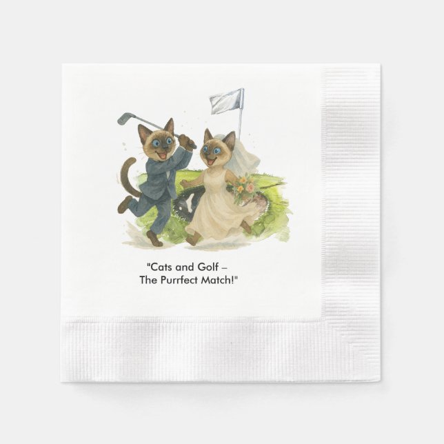 Guardanapo De Papel Golfer is on golf course for cat lovers Wedding (Frente)