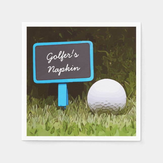 Guardanapo De Papel Golfer Napkin com bola de golfe sobre grama verde (Frente)
