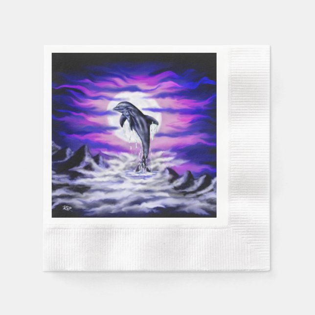 Guardanapo De Papel Golfinho de Lua (Frente)