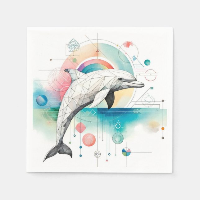 Guardanapo De Papel Golfinho Geométrico Moderno Napkins (Frente)