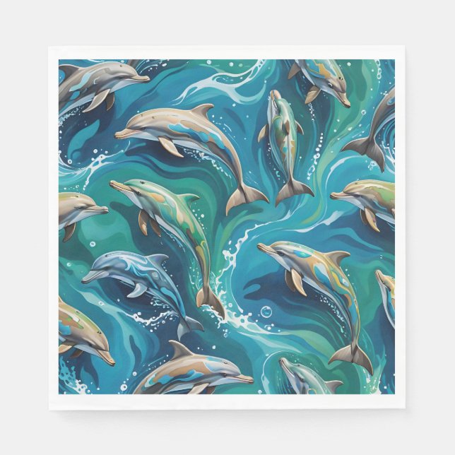 Guardanapo De Papel Golfinhos nadam  (Frente)