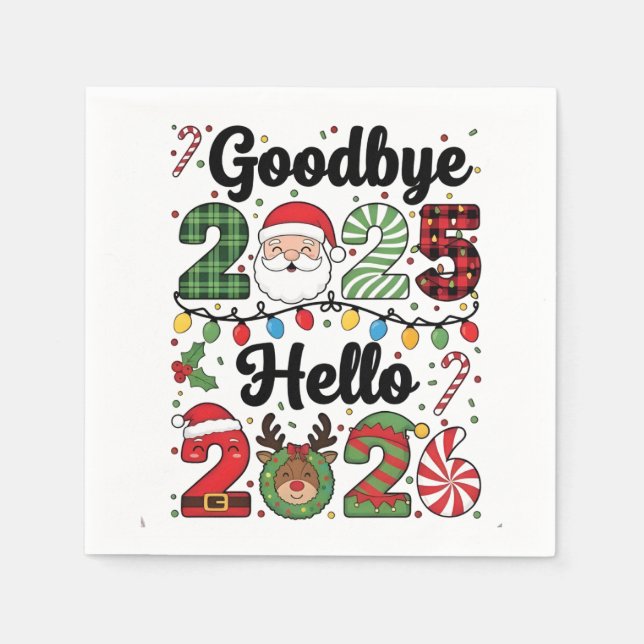 Guardanapo De Papel Goodbye 2025 Hello 2026 New Year Resolution   (Frente)