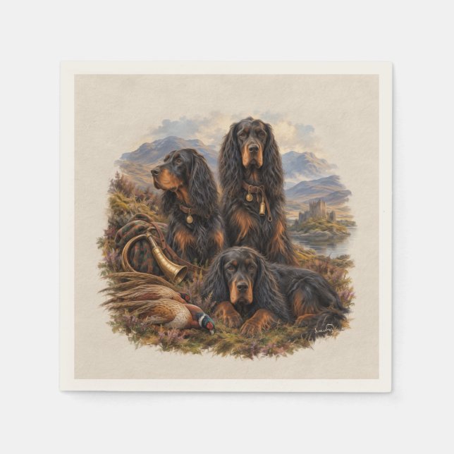 Guardanapo De Papel Gordon setter com faisões, Arte (Frente)