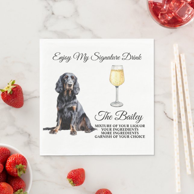 Guardanapo De Papel Gordon Setter Wedding Signature Beber Napkins (Insitu)