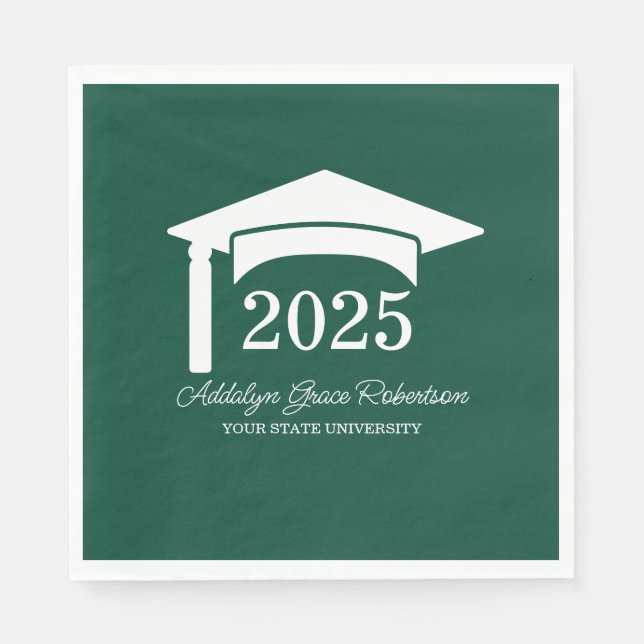 Guardanapo De Papel Gorro de Universidade Green College Turma de 2025 (Frente)