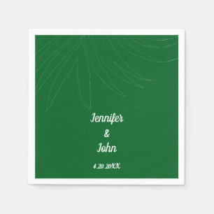 Guardanapo De Papel Gota Verde de Casamento de Praia de Palma Tropical
