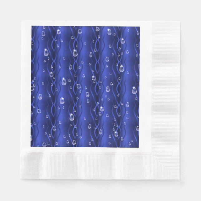 Guardanapo De Papel Gotas de chuva em metal azul (Frente)