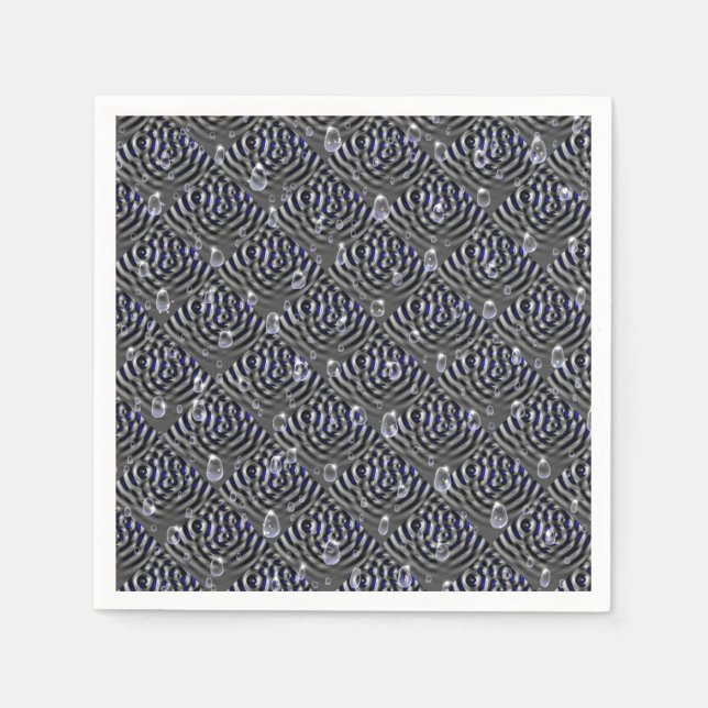 Guardanapo De Papel Gotas de chuva no metal azul de cinza (Frente)