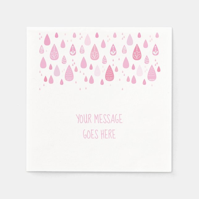 Guardanapo De Papel Gotas de chuva rosa bebê chá de bebê (Frente)