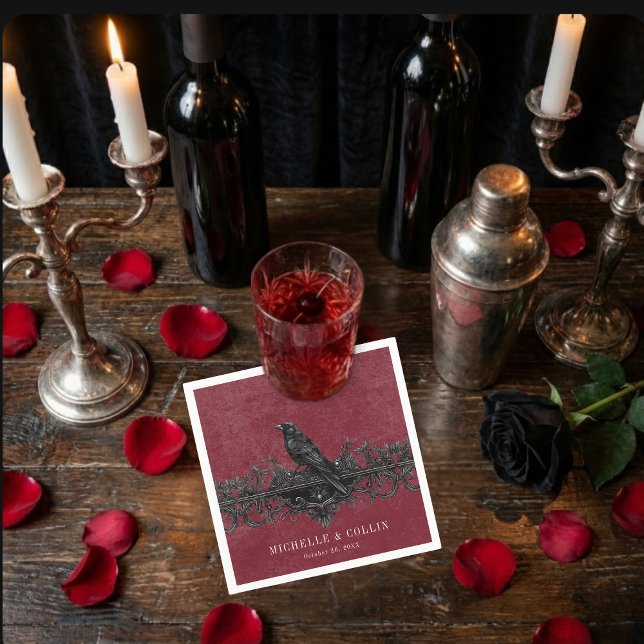 Guardanapo De Papel Gothic Black Raven Wine Darkly Ever After Wedding (Gothic Black Raven Wine Darkly Ever After Wedding Napkins)