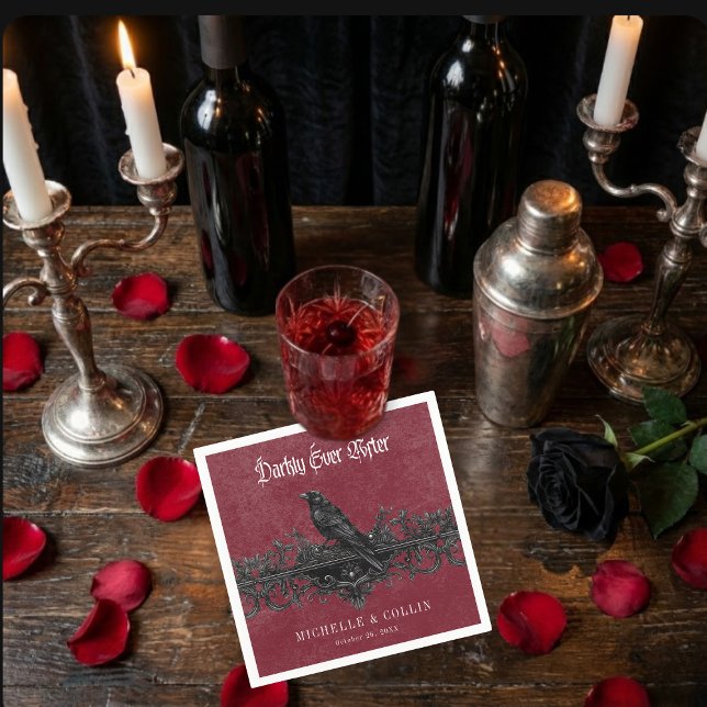 Guardanapo De Papel Gothic Black Raven Wine Darkly Ever After Wedding (Gothic Black Raven Wine Darkly Ever After Wedding Napkins)