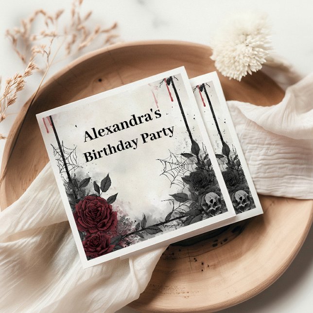 Guardanapo De Papel Gothic Blood Roses Birthday (Criador carregado)