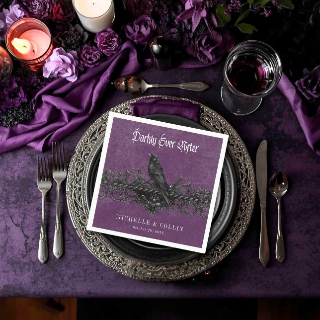 Guardanapo De Papel Gothic Raven Purple Darkly Ever After Wedding (Criador carregado)