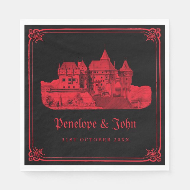 Guardanapo De Papel Gothic Vampire Castle Black Red Wedding (Frente)