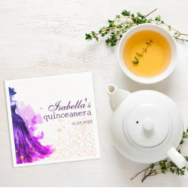 Guardanapo De Papel Gótica Glam Quince vestido roxo