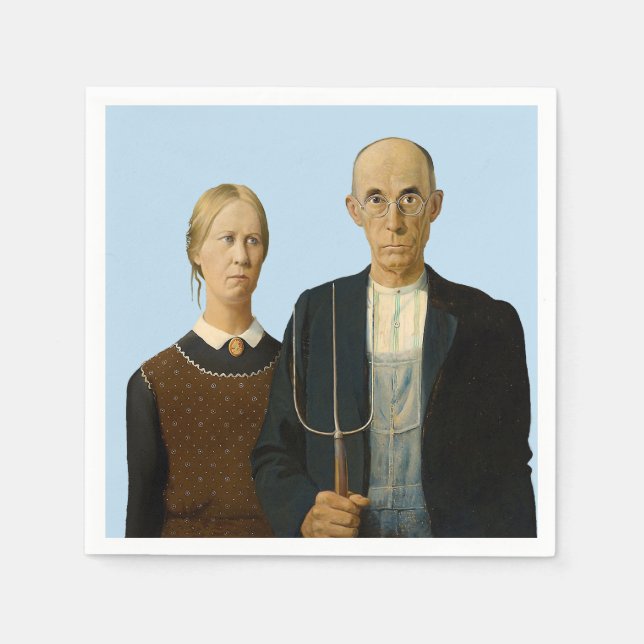 Guardanapo De Papel Gótico Americano Grant Wood   (Frente)