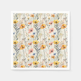 Guardanapo De Papel Gouache Meadow Flowers Padrão