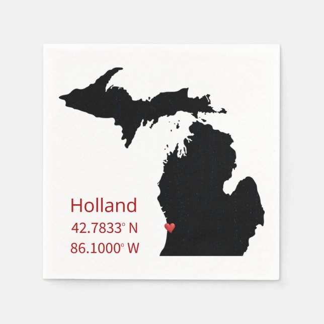 Guardanapo De Papel GPS Coordinates of Holland Michigan (Frente)