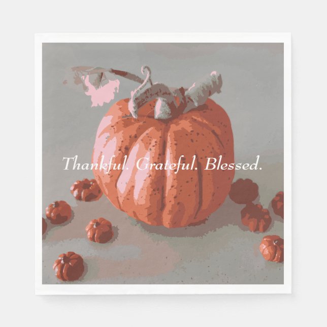 Guardanapo De Papel Graças Grata Cinza Bênção De Abençoada Caída (Frente)