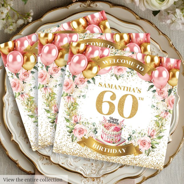 Guardanapo De Papel Graceful Boho 60º Aniversário Napkins Glitter Bloo (Graceful Boho 60th Birthday Napkins Glitter Bloom

)
