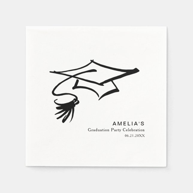 Guardanapo De Papel Grad Cap Simple Modern Graduation Party (Frente)