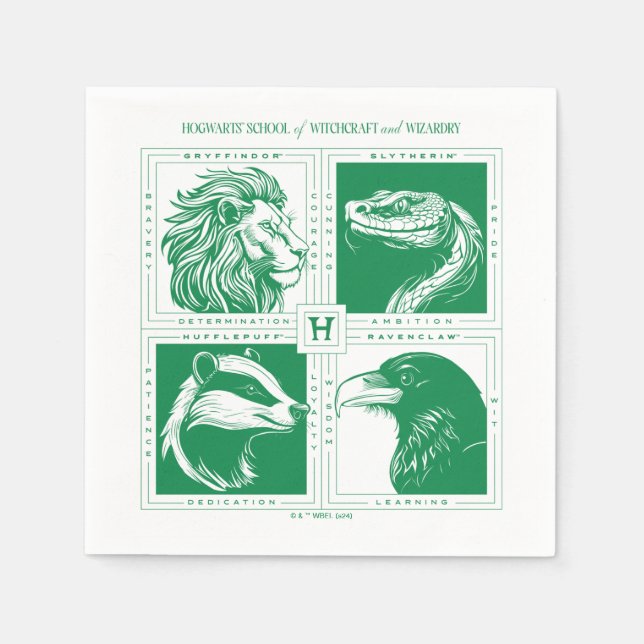 Guardanapo De Papel Grade da Casa HOGWARTS™ Animais (Frente)
