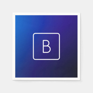 Guardanapo De Papel Gradiente e Monograma de Mão Azul Escuro Simples