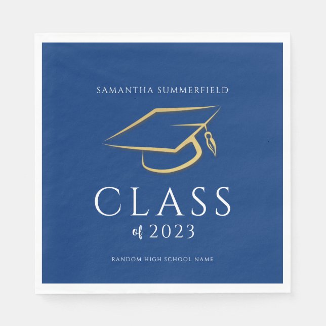 Guardanapo De Papel Graduação 2026 Azul Dourado Papel de Festas de Gra (Frente)