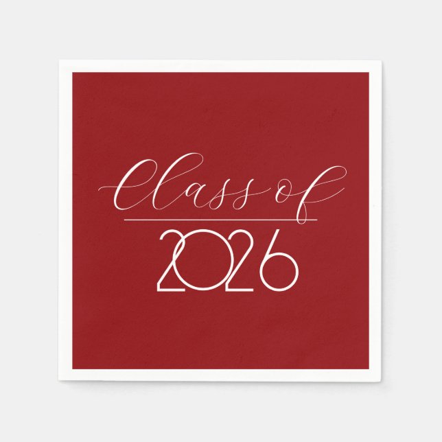 Guardanapo De Papel Graduação 2026 Vermelho e Branco (Frente)