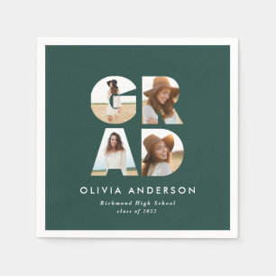 Guardanapo De Papel Graduação 4 Foto moderna personalizada verde