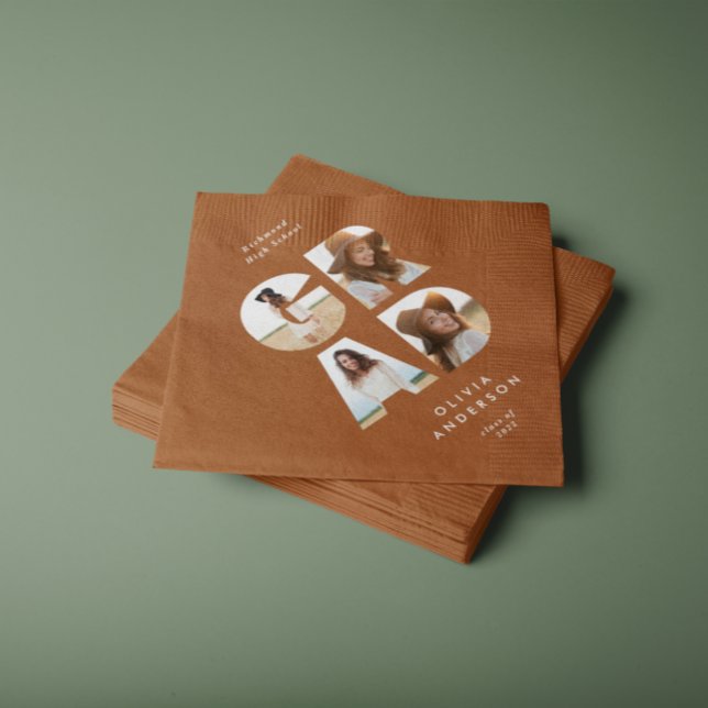 Guardanapo De Papel Graduação 4 Foto, terracota personalizada moderna (Criador carregado)