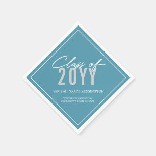 Guardanapo De Papel Graduação anual da Tipografia Azul-Teal