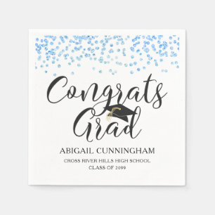 Guardanapo De Papel Graduação BlueConfetti CONGRATS Nome do FORMANDO