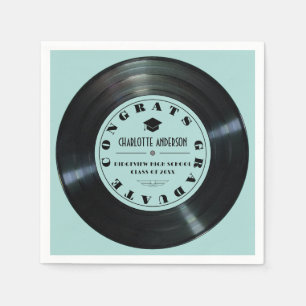 Guardanapo De Papel Graduação com Turquoise de Registro de Vinilo Retr