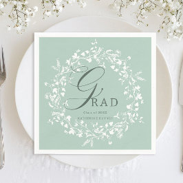 Guardanapo De Papel Graduação da cupão de flor branca pastel verde