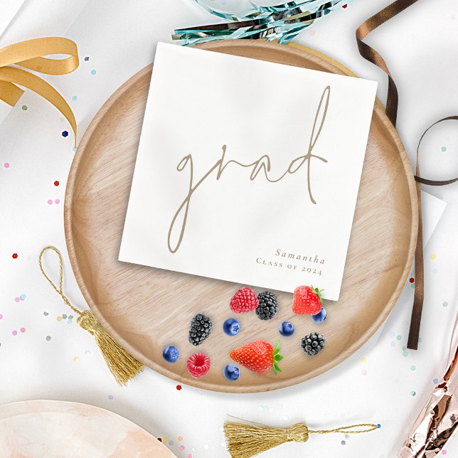 Guardanapo De Papel Graduação de Ano com Nome de Script Dourado de For (Criador carregado)