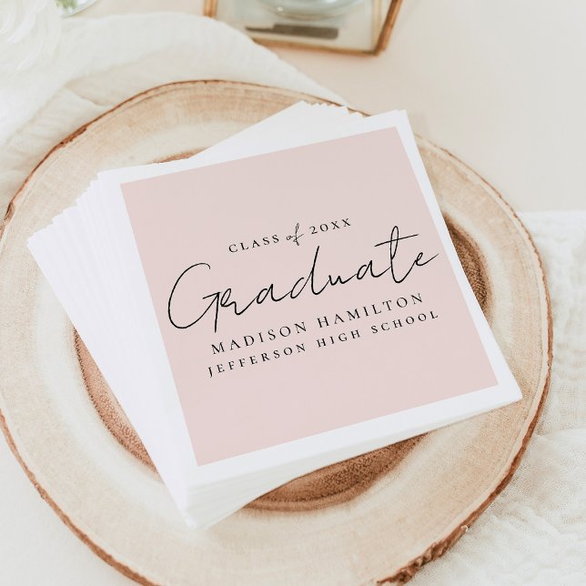 Guardanapo De Papel Graduação de Blush de Script Manuscrito Moderno (Criador carregado)