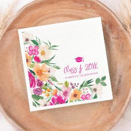 Guardanapo De Papel Graduação de flores silvestres brilhantes