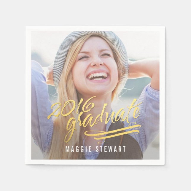 Guardanapo De Papel Graduação de Foto de Momento Brilhante Napkins (Frente)