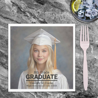Guardanapo De Papel Graduação de Foto Minimalista do 8º ano