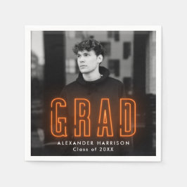 Guardanapo De Papel Graduação de Foto Neon Laranja Moderna
