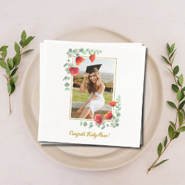 Guardanapo De Papel Graduação de Foto Personalizada Floral Elegante Na