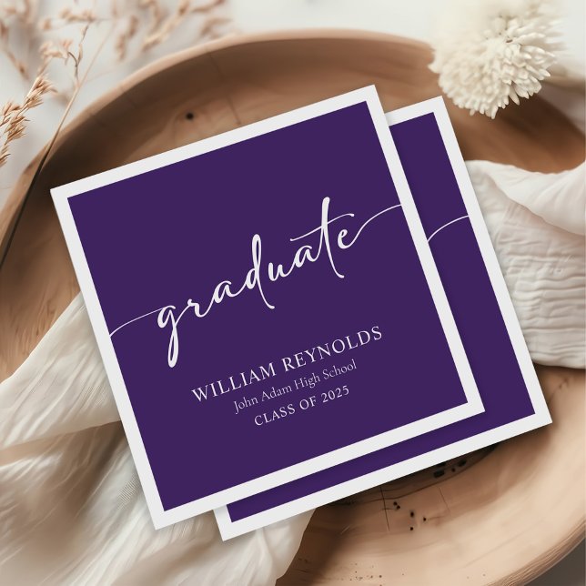 Guardanapo De Papel Graduação de Foto Simples de Script Moderno (Criador carregado)