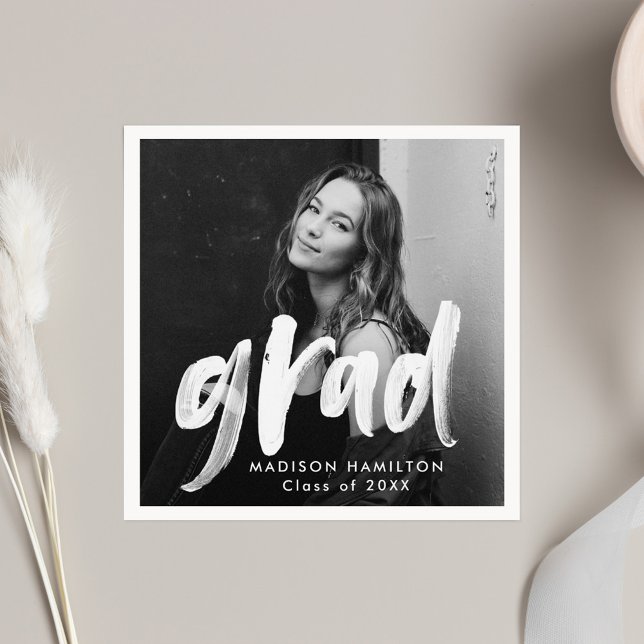 Guardanapo De Papel Graduação de Fotos com Script de Pincel Moderno (Criador carregado)