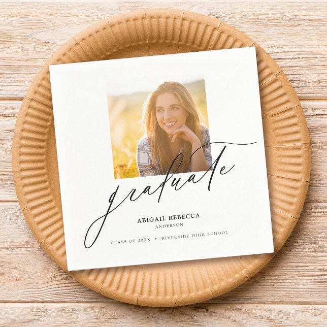 Guardanapo De Papel Graduação de Fotos em Quadrado de Script Elegante  (Criador carregado)